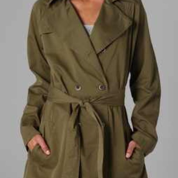 PJK Patterson J. Kincaid Twill Mid Length Trench Coat - Picture 3 of 4